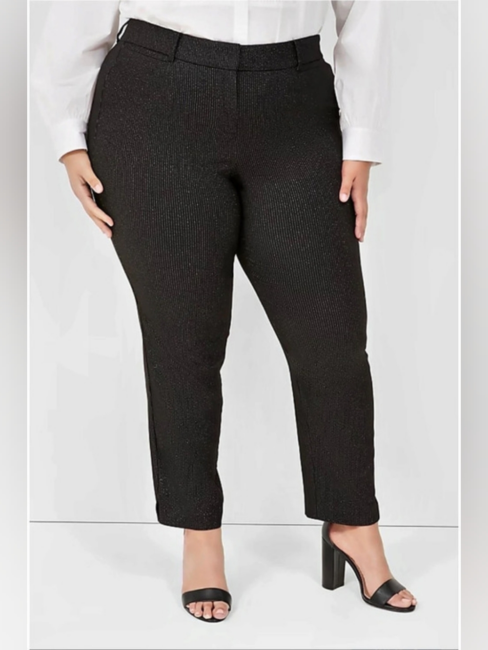 Lane Bryant 18 Sparkle The Allie Straight Leg Pants Black 2034-